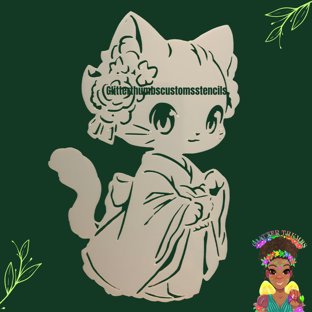 Glitterthumbs Customs Airbrush Stencil - Cute Kitty