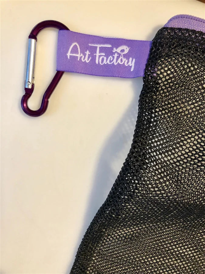 Machine Washable Black Mesh Sponge Bag with Carabiner by Art Factory