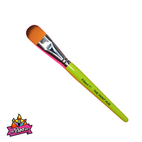 The Paint Hub WI Lime Collection Professional Face Paint Brush - 1 inch Filbert