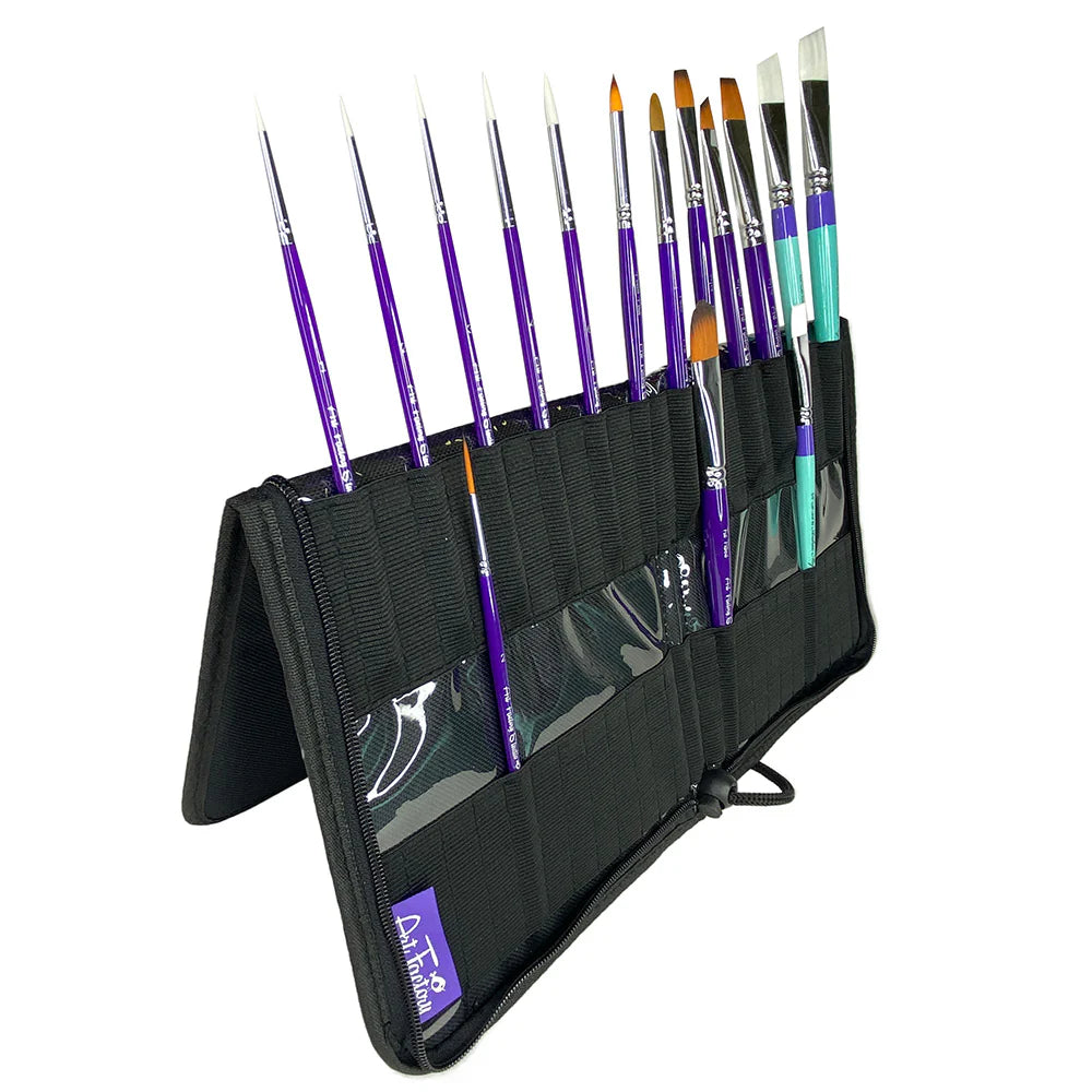 Brush Holder & Carrying Case by Art Factory - 50 Slot Easel - Black