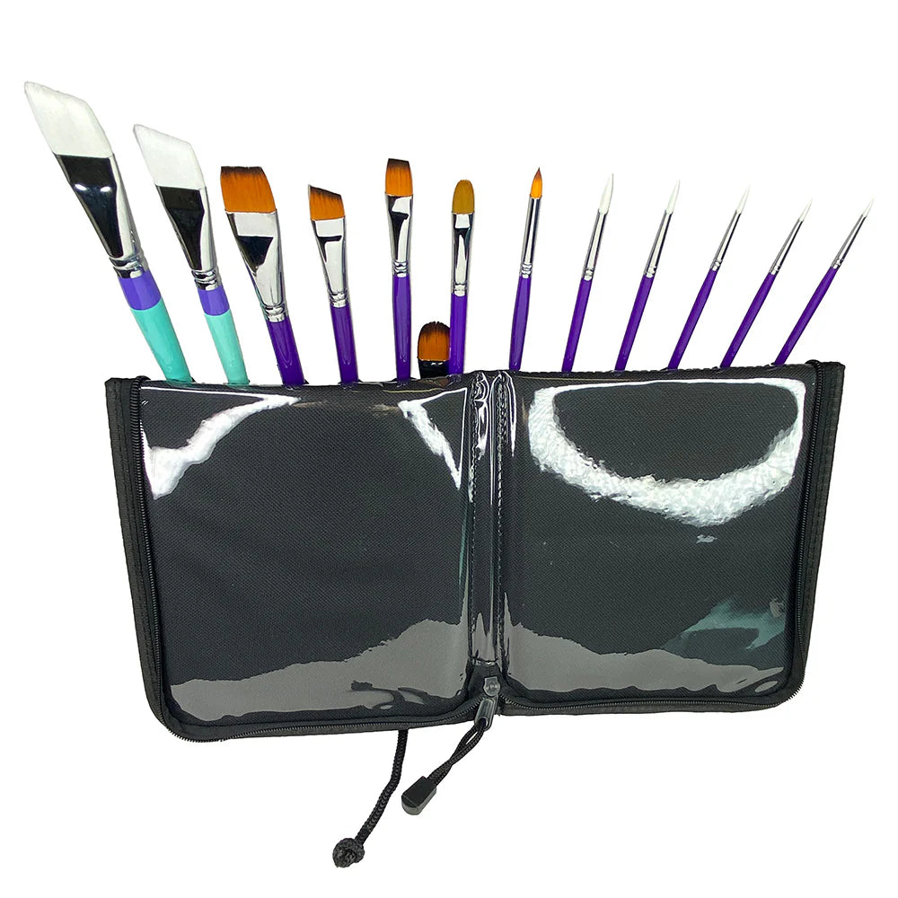 Brush Holder & Carrying Case by Art Factory - 50 Slot Easel - Black