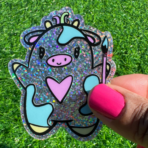 Colors The Cow Holographic Sticker