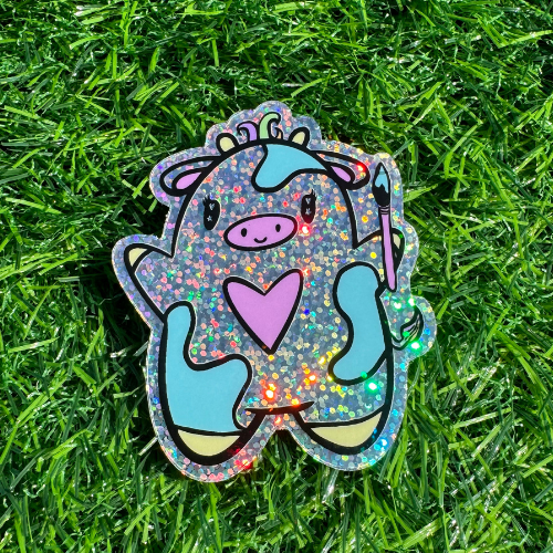 Colors The Cow Holographic Sticker