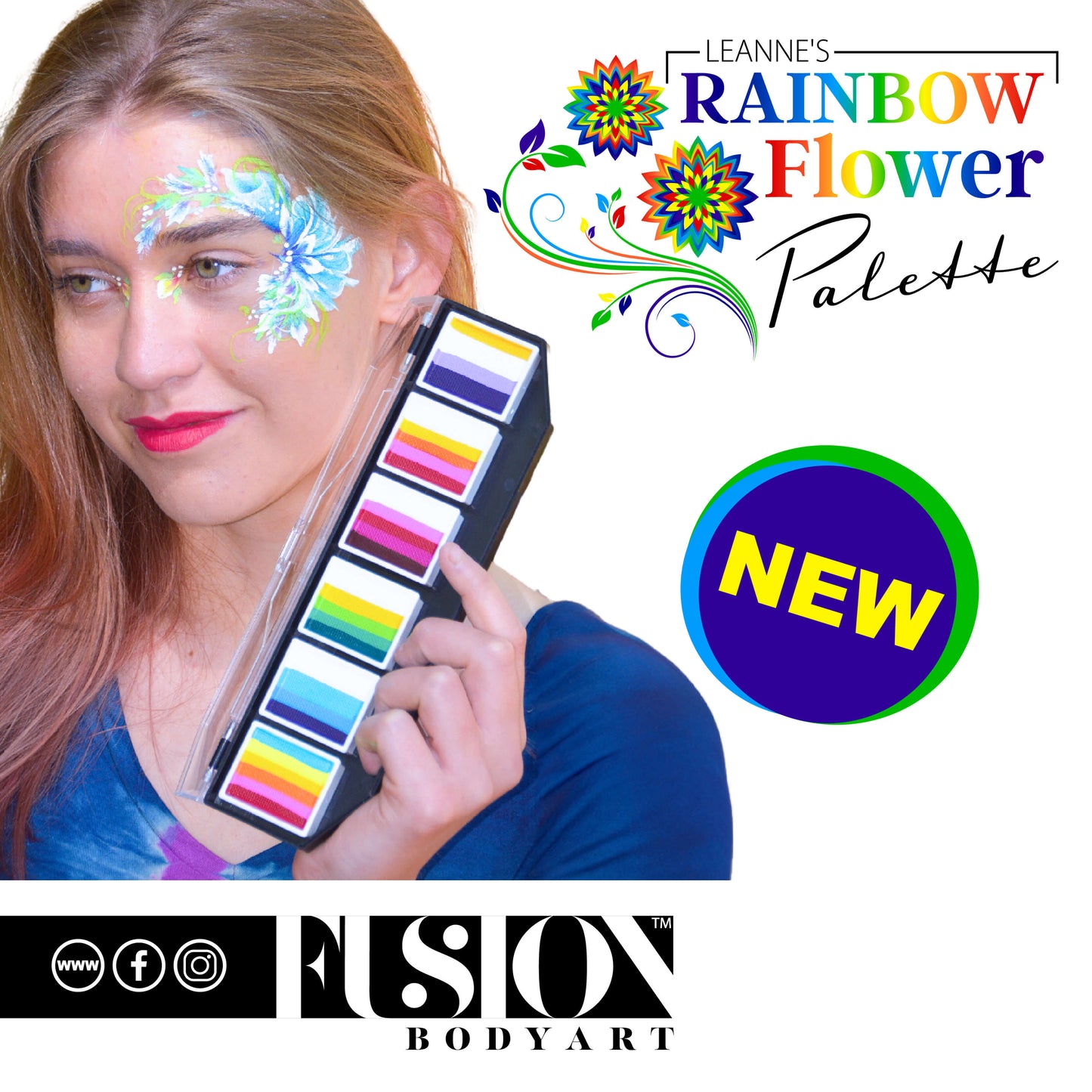 Fusion Body Art Leanne's Rainbow Flower Face Paint Palette