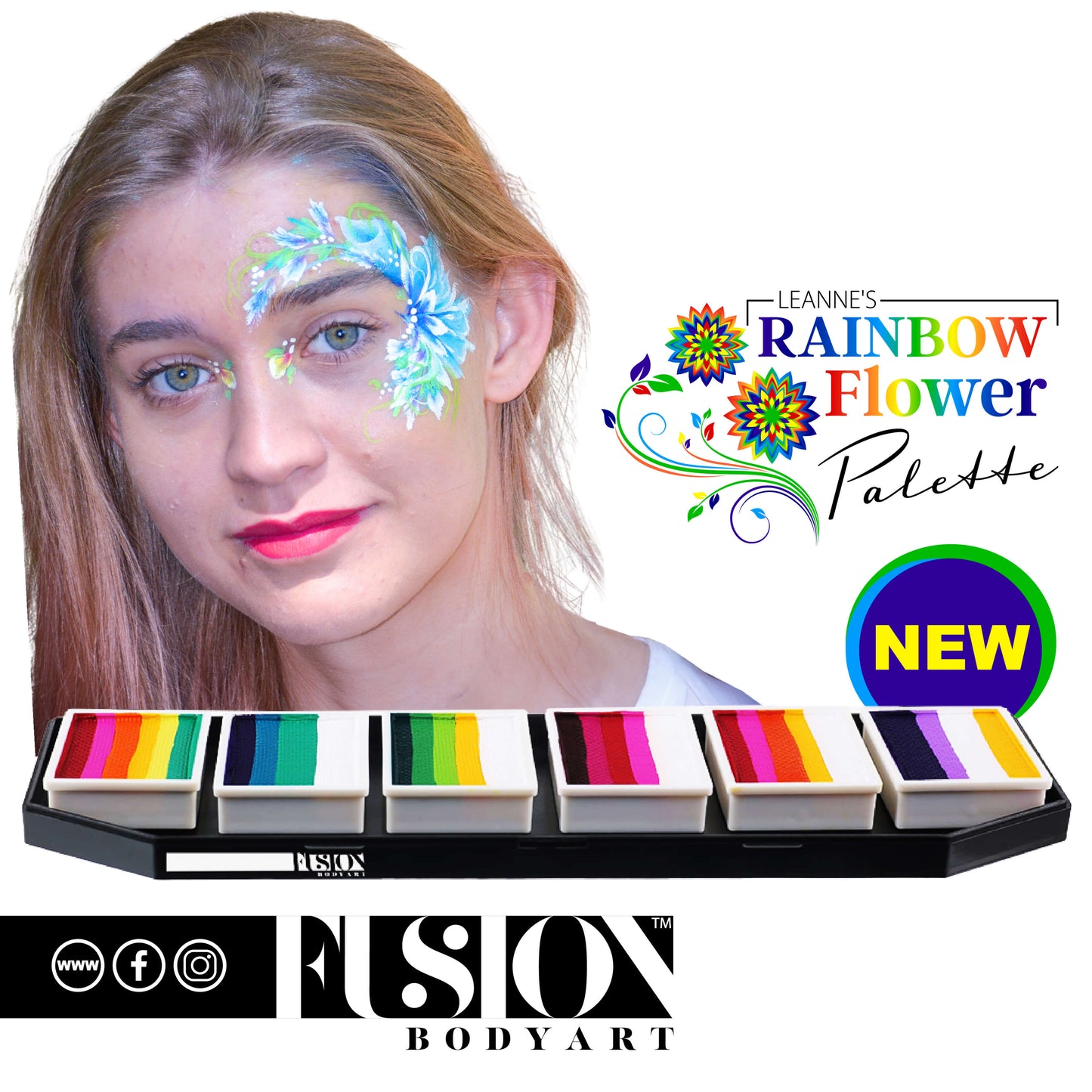 Fusion Body Art Leanne's Rainbow Flower Face Paint Palette