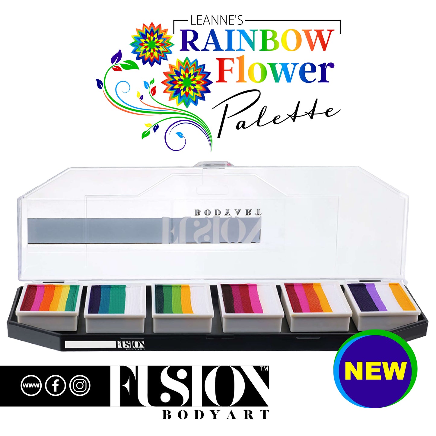 Fusion Body Art Leanne's Rainbow Flower Face Paint Palette