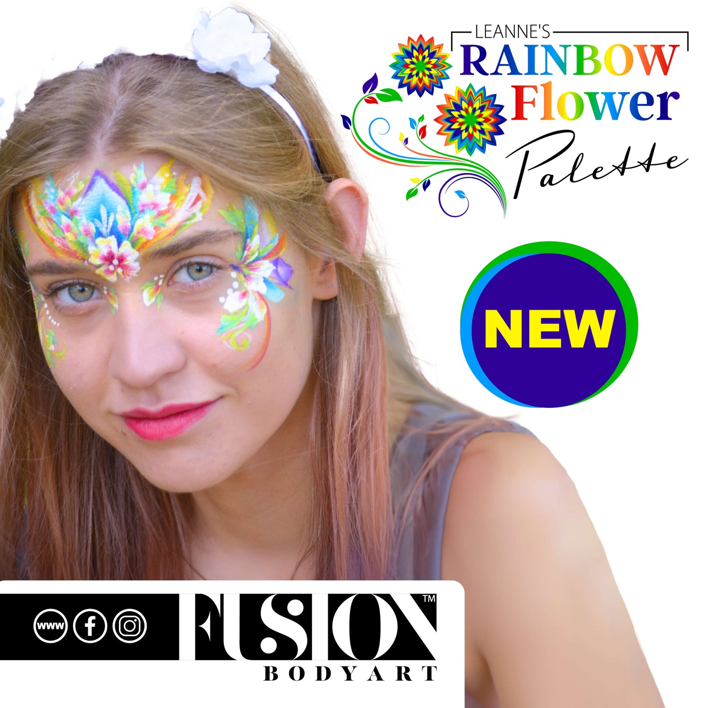 Fusion Body Art Leanne's Rainbow Flower Face Paint Palette