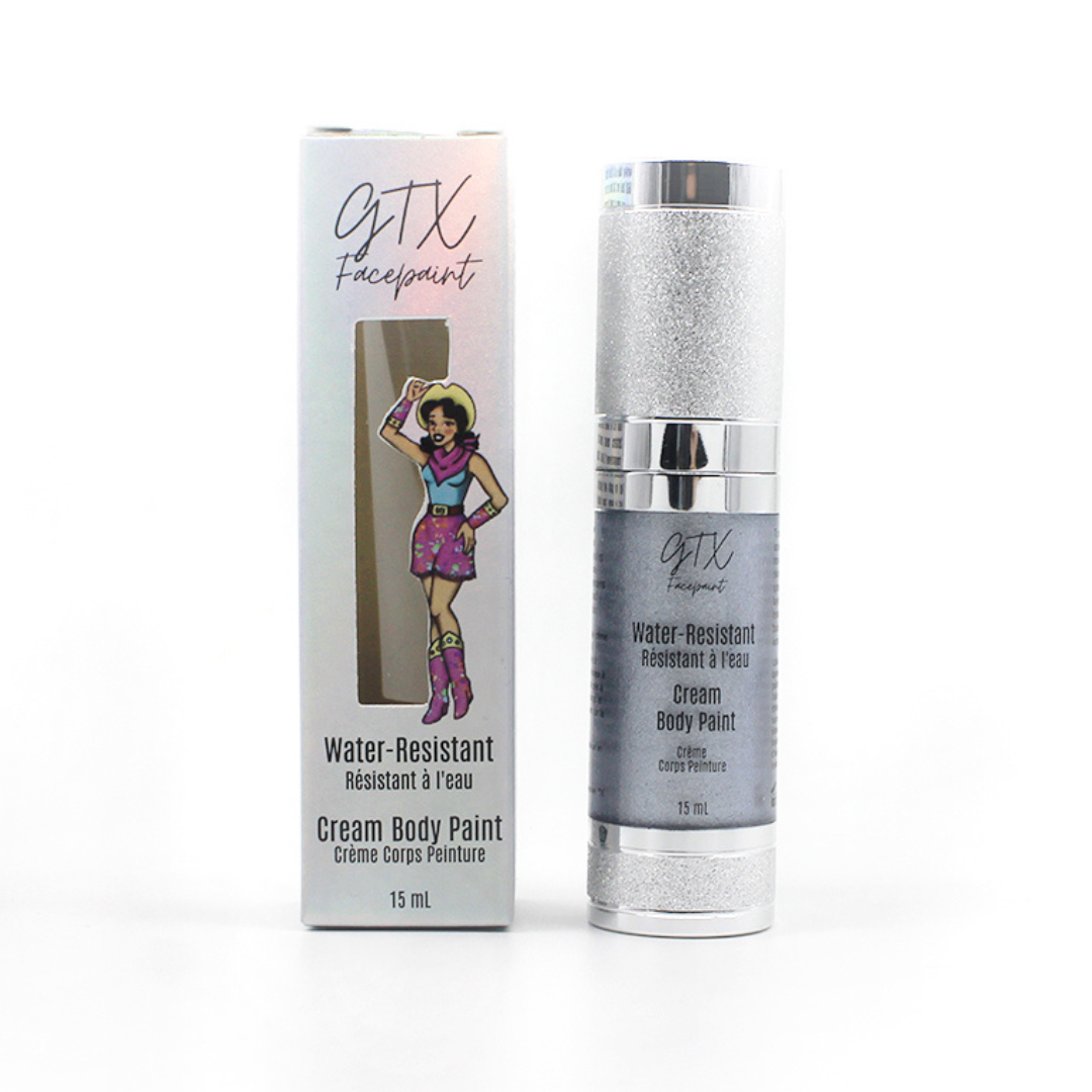GTX Water Resistant Cream Metallic Face Paint - STEEL GUITAR - Silver