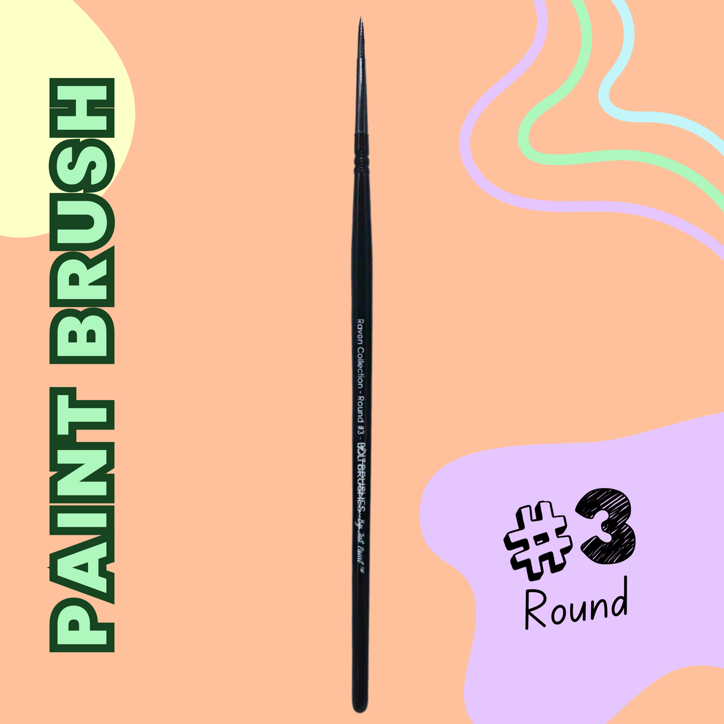 Raven Collection Face Paint Brush No. 3 Round BOLT by Jestpaint