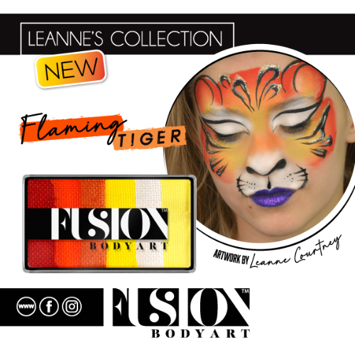 Fusion Body Art Flaming Tiger Leanne Palette Refill Rainbow Cake Face Paint 25g