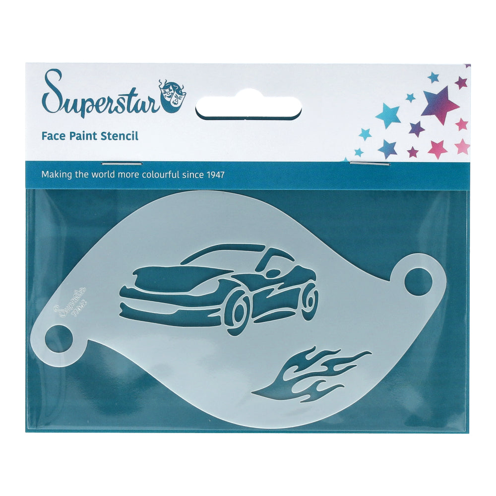 Superstar Sports Car With Flame Face Paint Stencil 77062