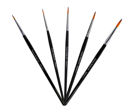 Fusion Body Art Professional Face Paint Brush Set of 5 Rounds