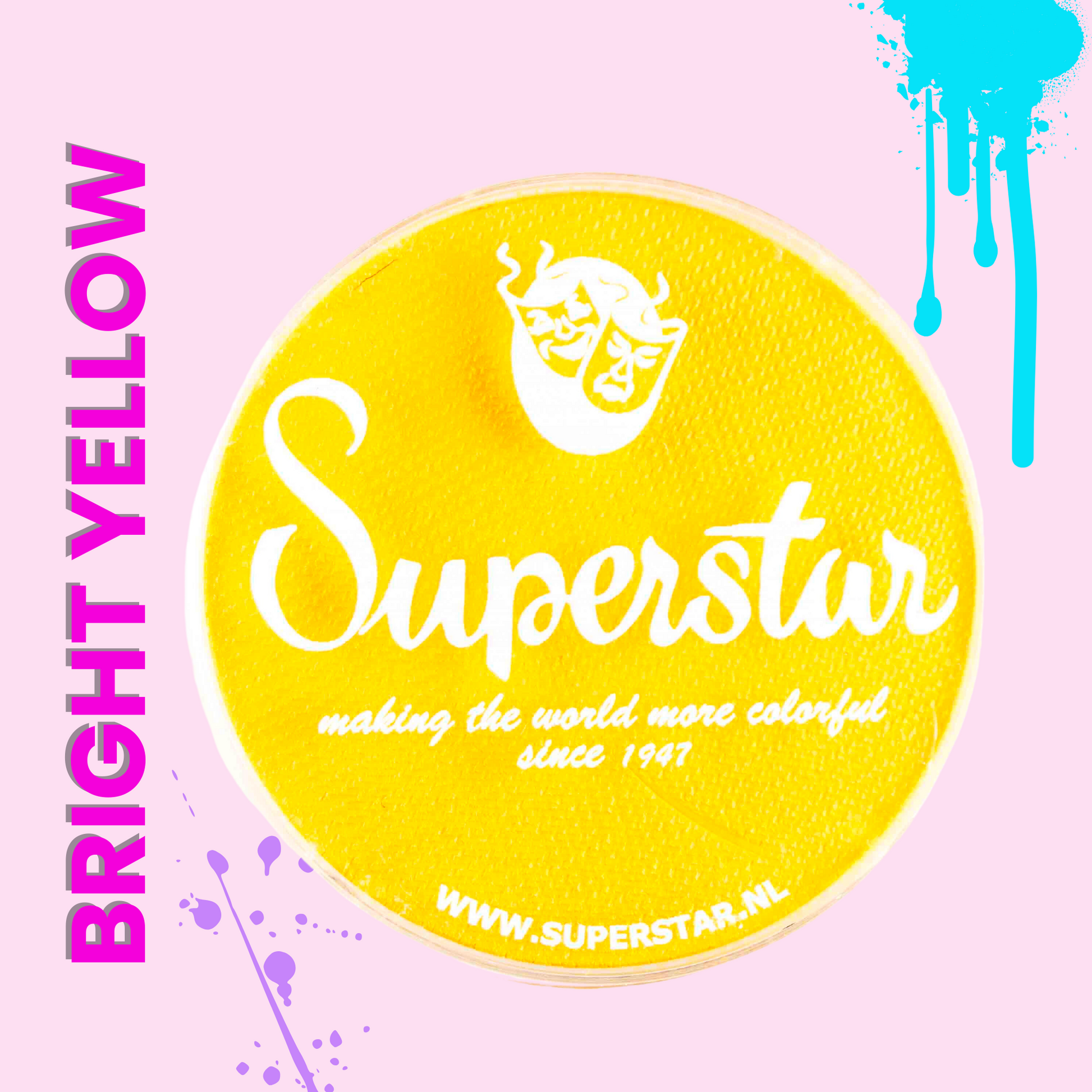 Superstar Bright Yellow face paint pink BG