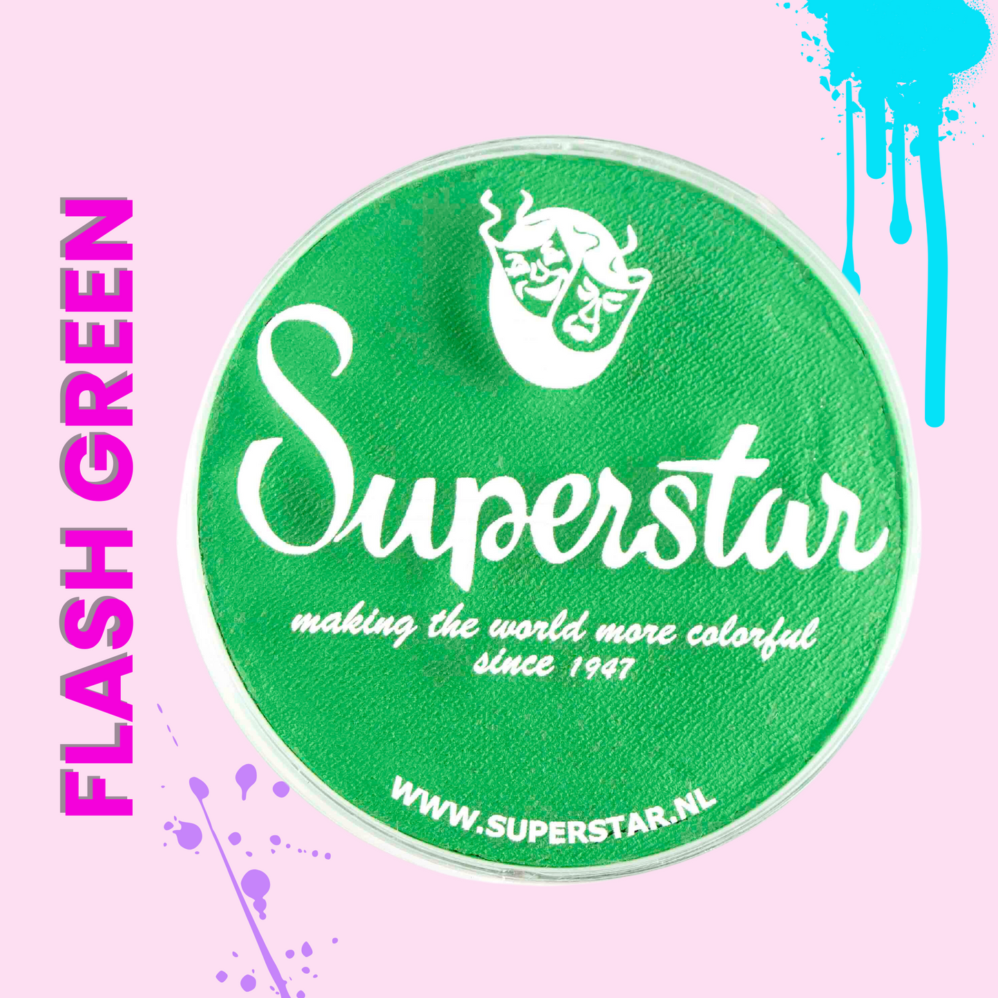 Superstar Flash Green face paint Pink BG